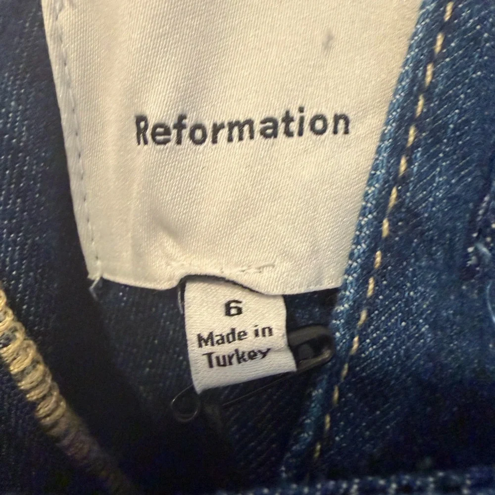 Reformation Tagliatelle Denim Midi Dress Blue Size 6 NEW - Picture 10 of 12